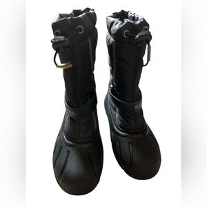 Sorel Flurry Snow Boots Black Gray Winter Lined YOUTH 4‎ Black INSULATED warm✅